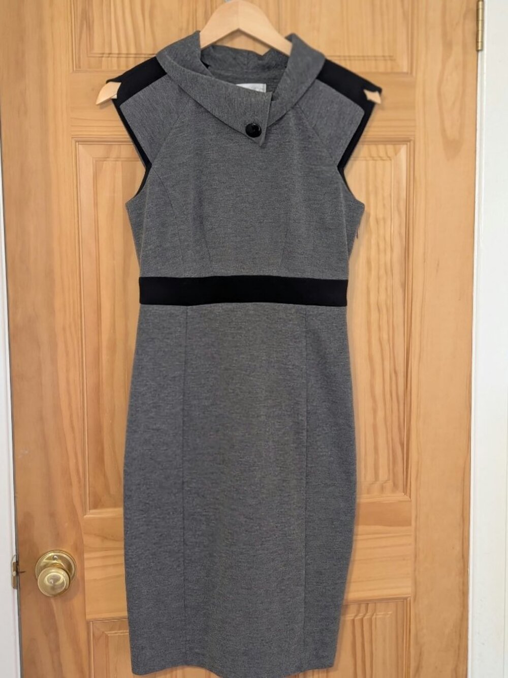 London Times Womens Grey Black Colorblock Sheath Dress Size 6